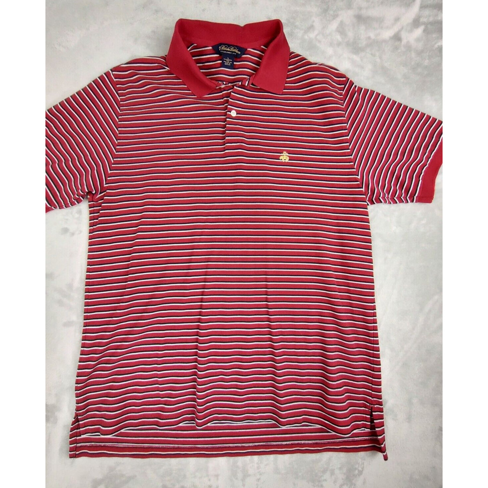 Brooks Brothers Performance Knit Men's XL Red Striped Polo Shirt Cotton